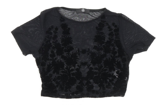 Womens UK Size 8 Missguided Black Cropped Blouse
