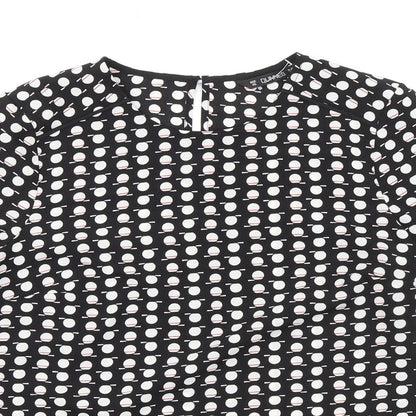 Dunnes Stores Womens Black Geometric Polyester Basic Blouse Size XS Round Neck