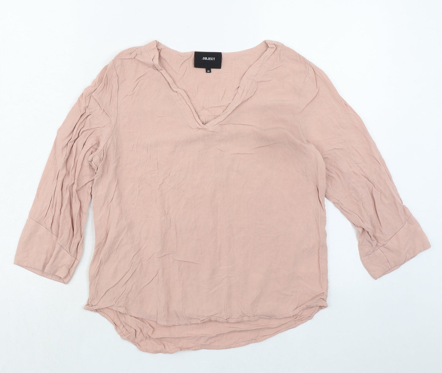Object Womens Pink Viscose Basic Blouse Size 8 V-Neck