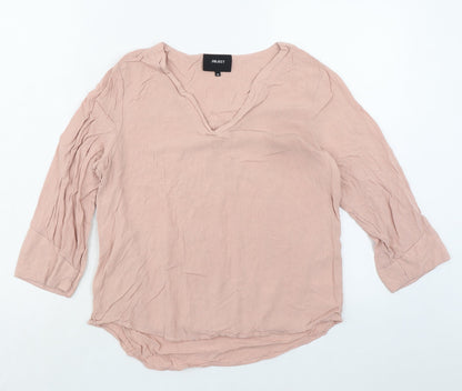 Object Womens Pink Viscose Basic Blouse Size 8 V-Neck