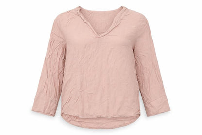 Object Womens Pink Viscose Basic Blouse Size 8 V-Neck
