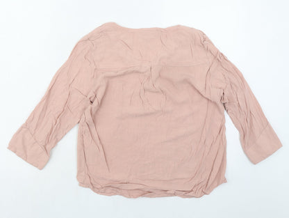 Object Womens Pink Viscose Basic Blouse Size 8 V-Neck
