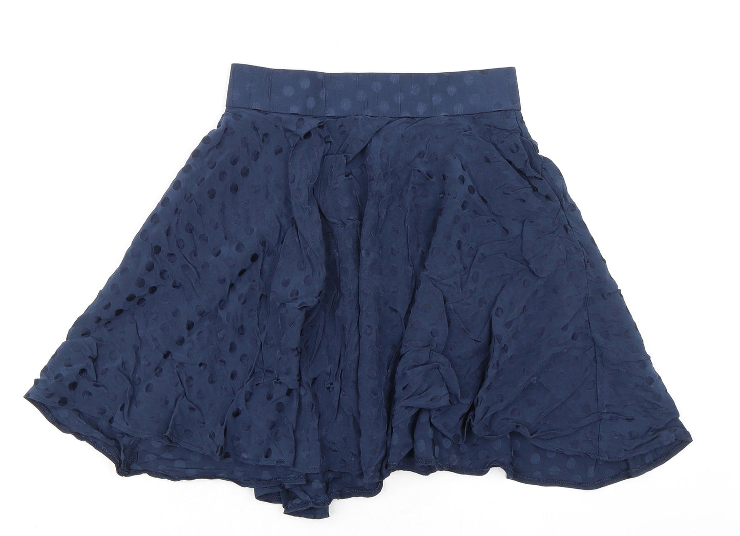 ORSAY Womens Blue Polka Dot Viscose Swing Skirt Size 8 Zip