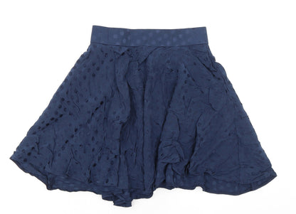 ORSAY Womens Blue Polka Dot Viscose Swing Skirt Size 8 Zip