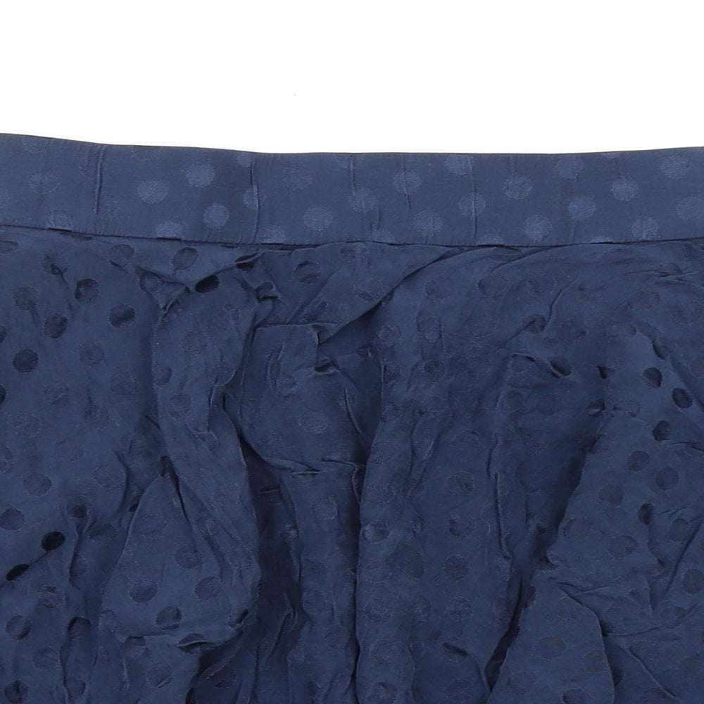 ORSAY Womens Blue Polka Dot Viscose Swing Skirt Size 8 Zip