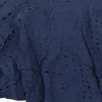 ORSAY Womens Blue Polka Dot Viscose Swing Skirt Size 8 Zip