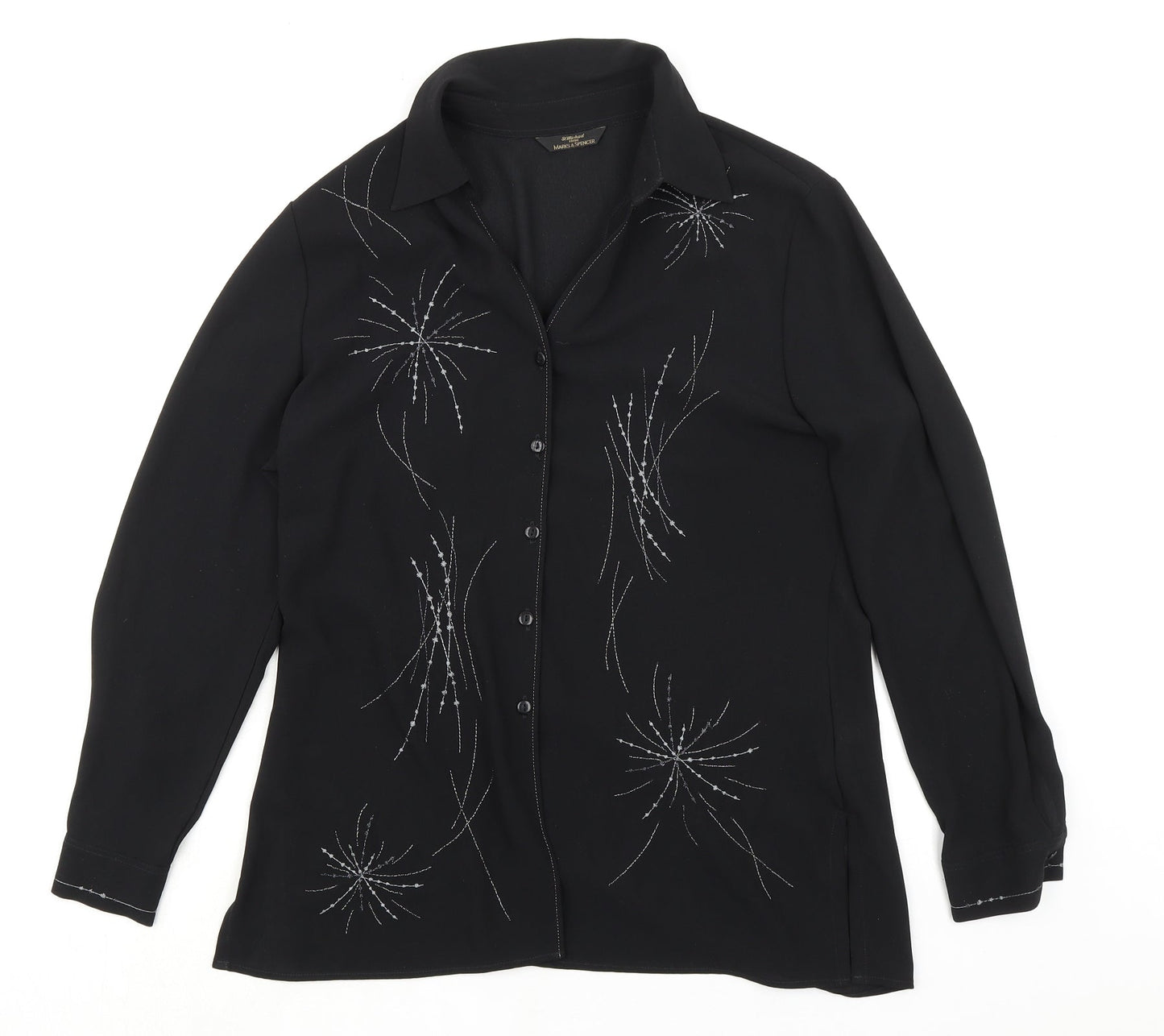 Womens UK Size 12 St Michael Black Basic Button-Up