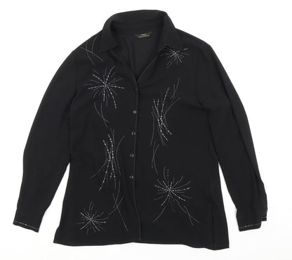 Womens UK Size 12 St Michael Black Basic Button-Up
