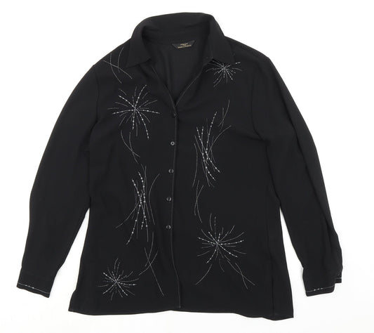 Womens UK Size 12 St Michael Black Basic Button-Up
