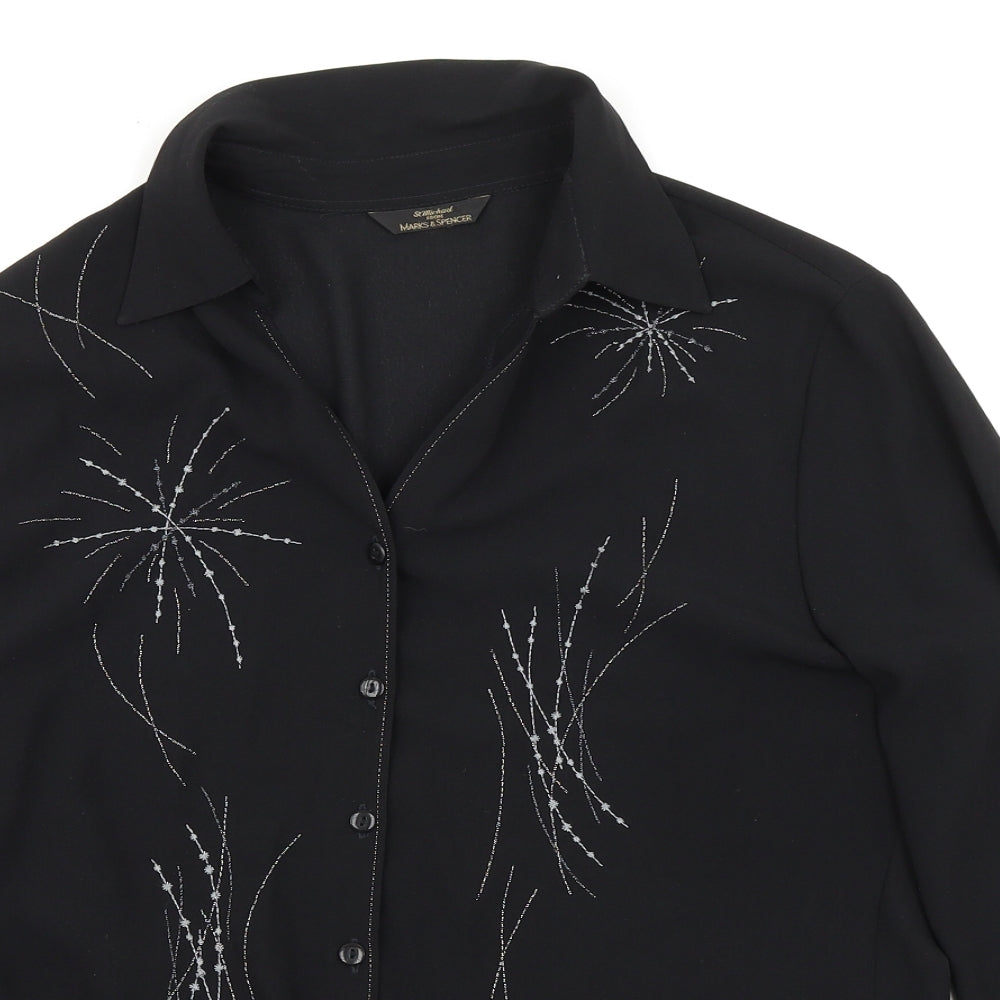 Womens UK Size 12 St Michael Black Basic Button-Up
