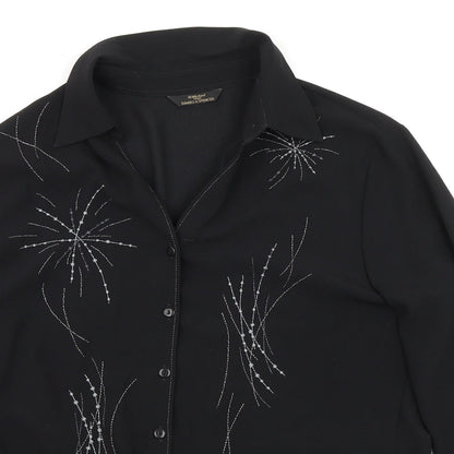 Womens UK Size 12 St Michael Black Basic Button-Up