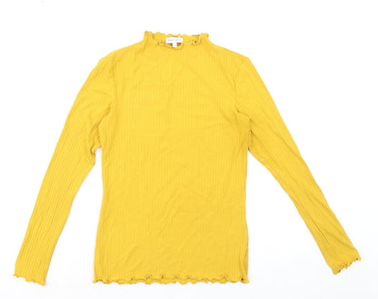 Womens UK Size 8 Warehouse Yellow Basic T-Shirt