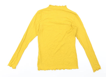 Womens UK Size 8 Warehouse Yellow Basic T-Shirt