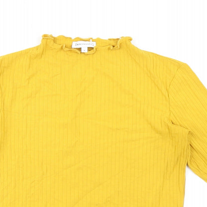Womens UK Size 8 Warehouse Yellow Basic T-Shirt