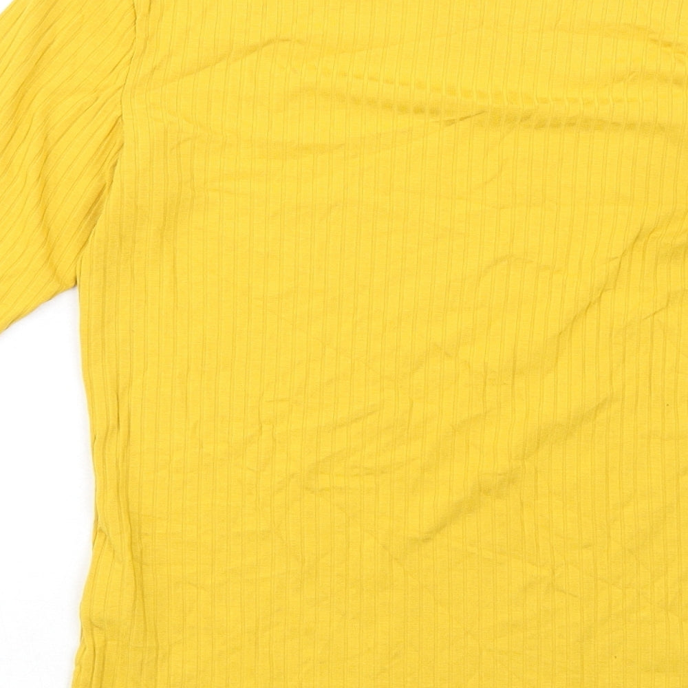 Womens UK Size 8 Warehouse Yellow Basic T-Shirt