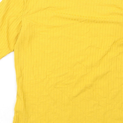 Womens UK Size 8 Warehouse Yellow Basic T-Shirt