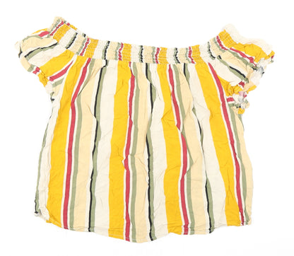 Collection Pimkie Womens Multicoloured Striped Viscose Basic Blouse Size M Off the Shoulder