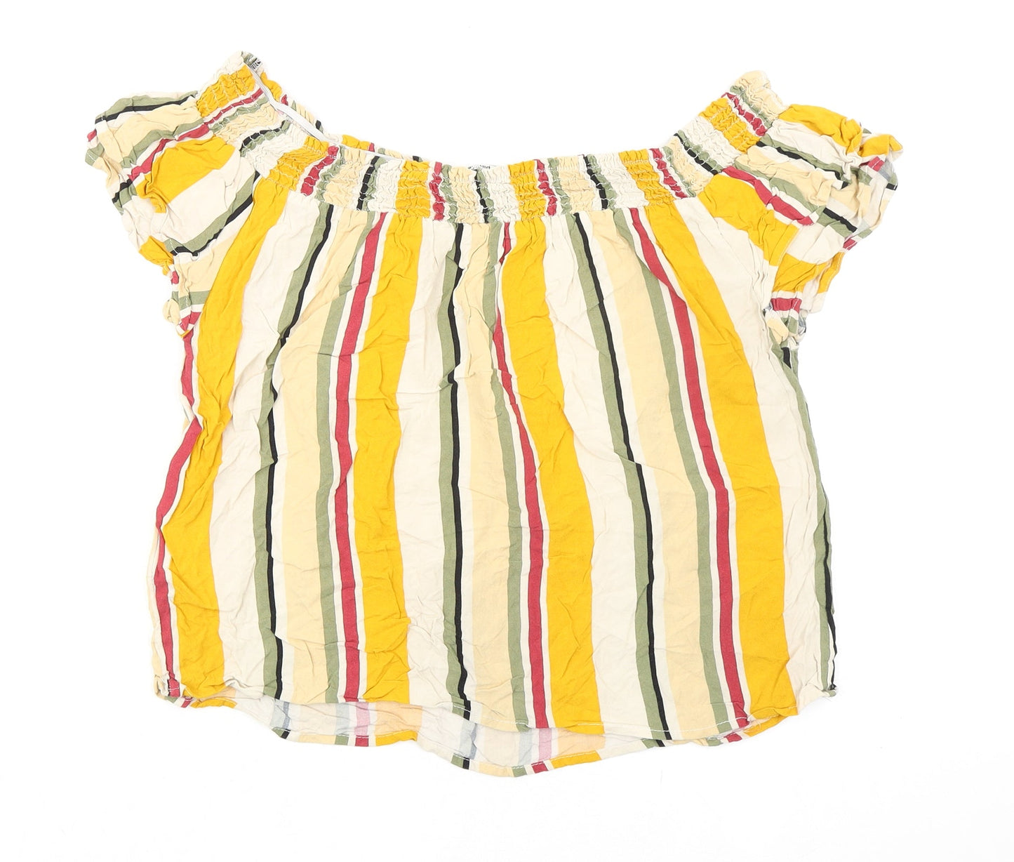 Collection Pimkie Womens Multicoloured Striped Viscose Basic Blouse Size M Off the Shoulder