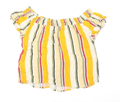 Collection Pimkie Womens Multicoloured Striped Viscose Basic Blouse Size M Off the Shoulder