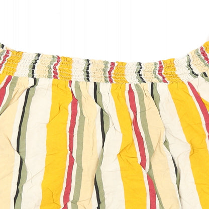 Collection Pimkie Womens Multicoloured Striped Viscose Basic Blouse Size M Off the Shoulder