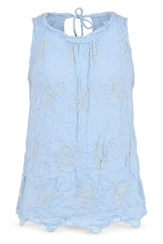 Alice Rinaldi Womens Blue Viscose Basic Tank Size M Round Neck