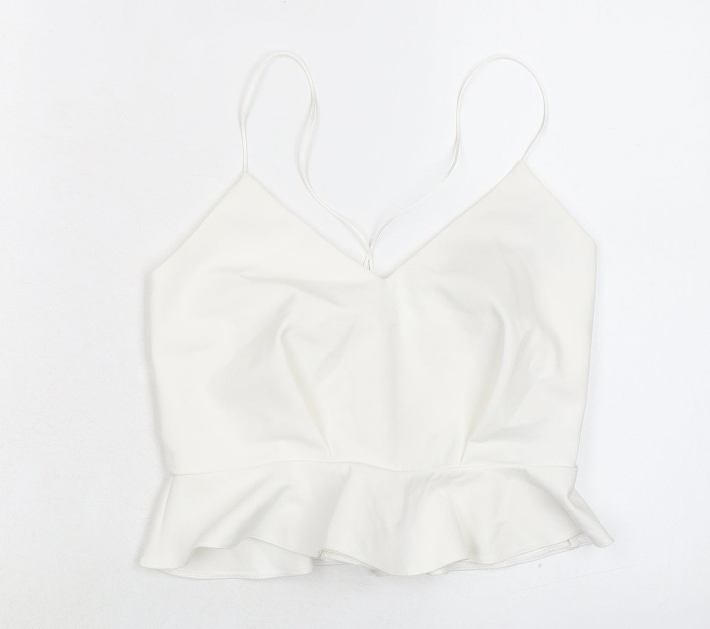 River Island Womens White Polyester Cropped Tank Size 8 V-Neck