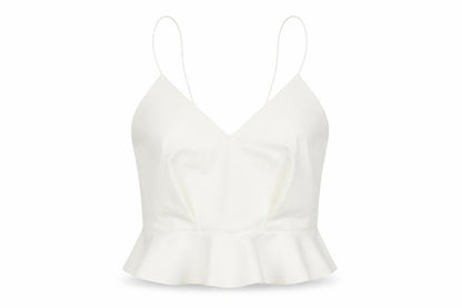 River Island Womens White Polyester Cropped Tank Size 8 V-Neck