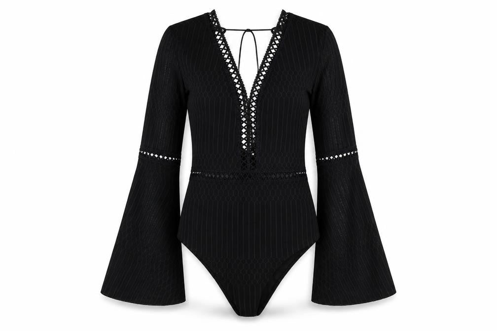 Womens UK Size S Misspap One-Piece Black Bodysuit