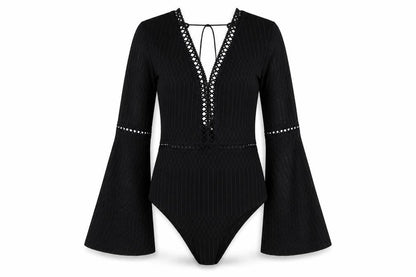 Womens UK Size S Misspap One-Piece Black Bodysuit