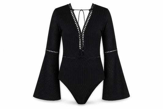 Womens UK Size S Misspap One-Piece Black Bodysuit