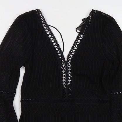 Misspap Womens Black 100% Polyester Bodysuit One-Piece Size S Snap