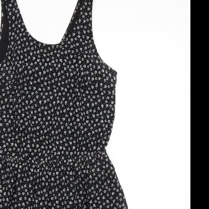 Divided by H&M Womens Black Geometric Polyester Tank Dress Size 8 Scoop Neck Pullover