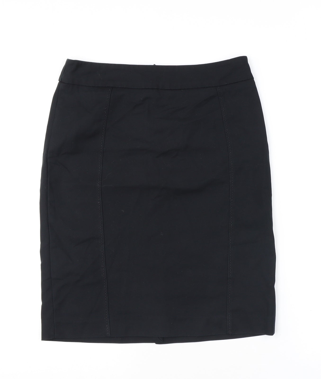 Mango Womens Black Cotton Straight & Pencil Skirt Size 12 Zip