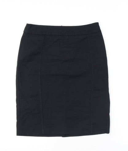Mango Womens Black Cotton Straight & Pencil Skirt Size 12 Zip