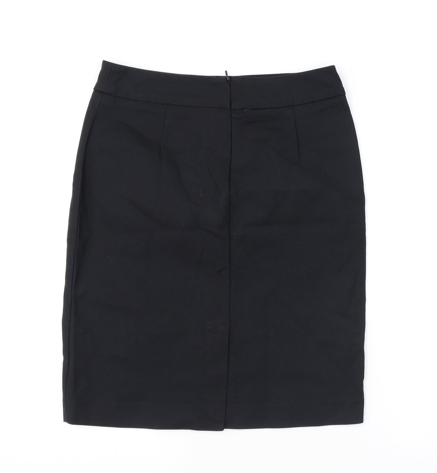Mango Womens Black Cotton Straight & Pencil Skirt Size 12 Zip