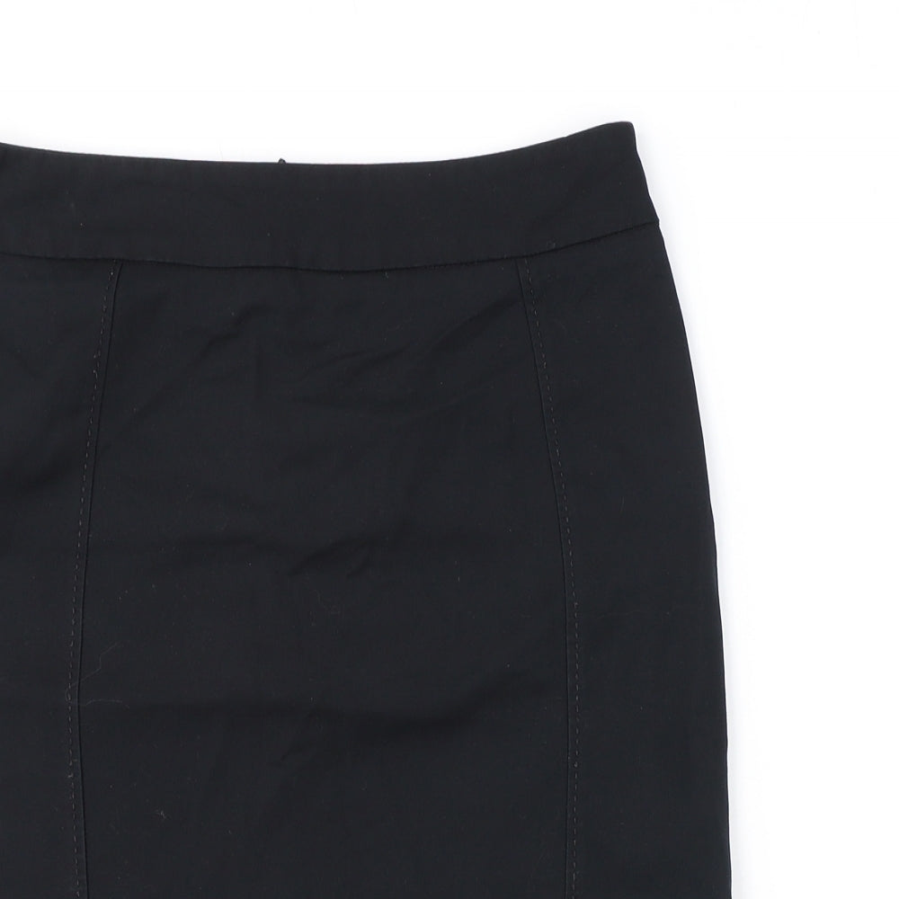 Mango Womens Black Cotton Straight & Pencil Skirt Size 12 Zip