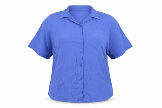 Etam Womens Blue Polyester Basic Button-Up Size 10 Collared