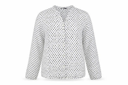 Marks and Spencer Womens White Polka Dot Viscose Basic Button-Up Size 10 Round Neck