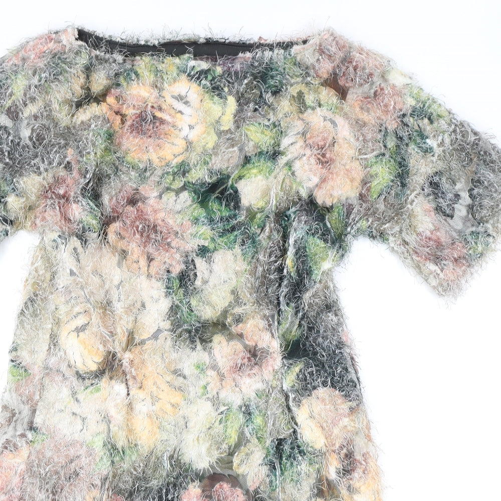 Dori Premiere Womens Multicoloured Floral Polyester Mini Size L Boat Neck Pullover