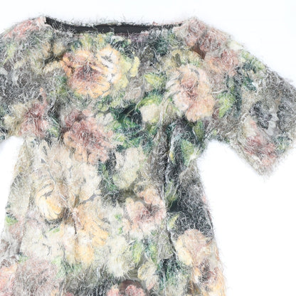 Dori Premiere Womens Multicoloured Floral Polyester Mini Size L Boat Neck Pullover