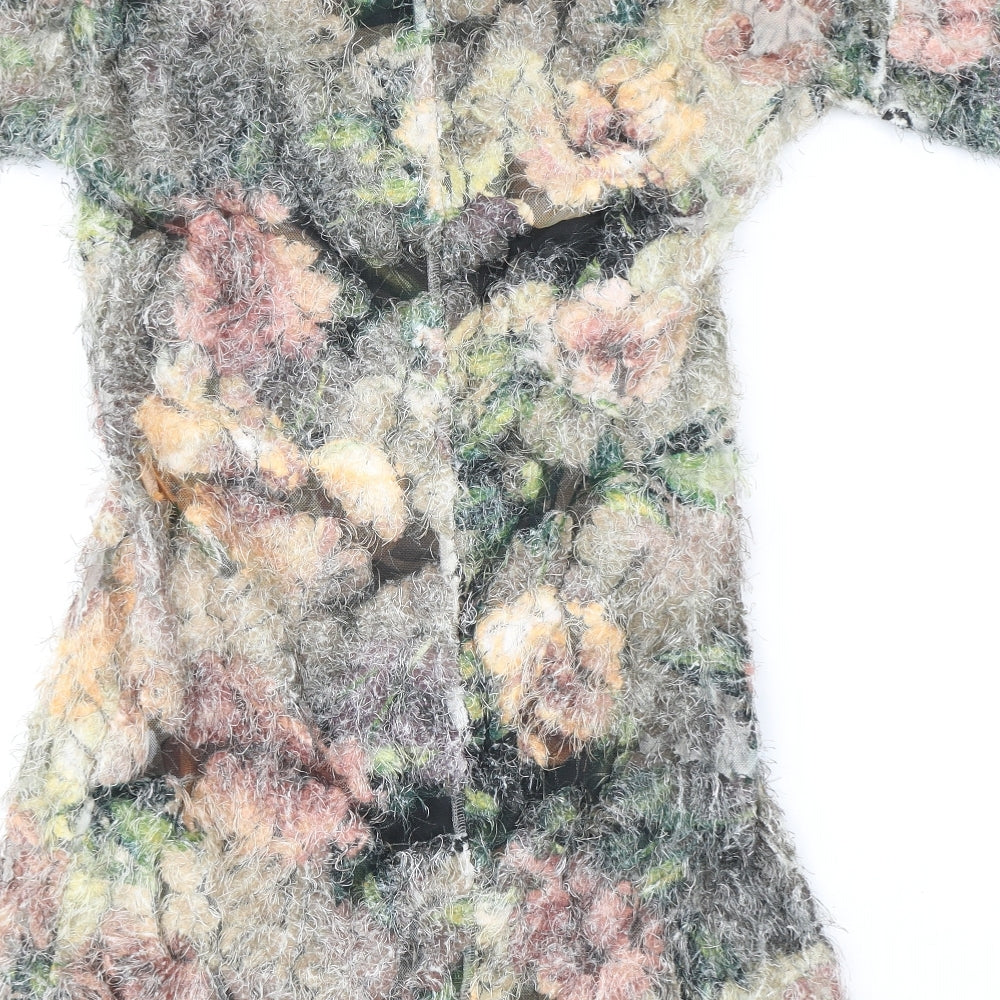 Dori Premiere Womens Multicoloured Floral Polyester Mini Size L Boat Neck Pullover