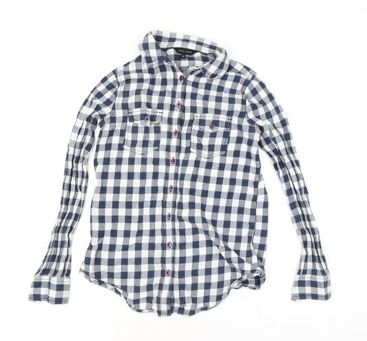 Womens UK Size 6 New Look Blue Basic Button-Up