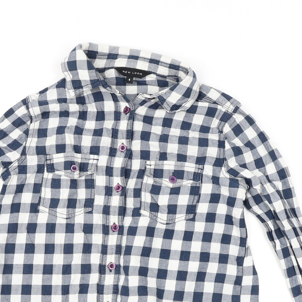 Womens UK Size 6 New Look Blue Basic Button-Up
