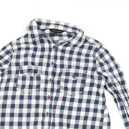 Womens UK Size 6 New Look Blue Basic Button-Up
