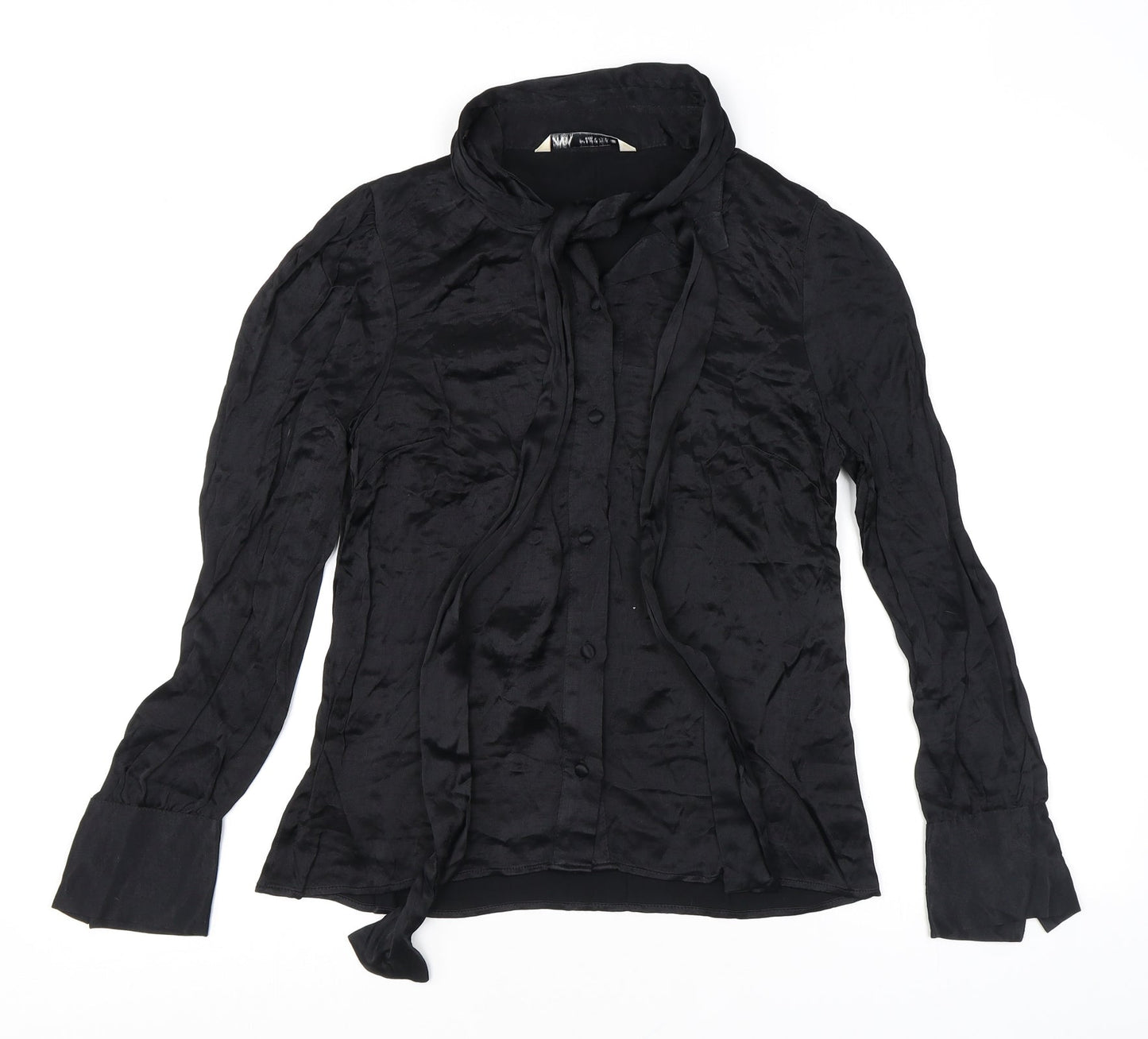 Womens UK Size S Zara Black Basic Button-Up