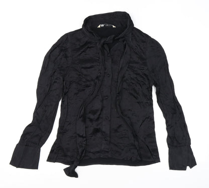 Womens UK Size S Zara Black Basic Button-Up