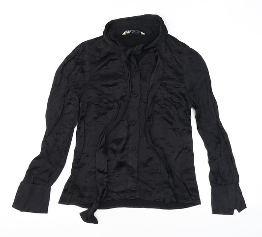 Womens UK Size S Zara Black Basic Button-Up