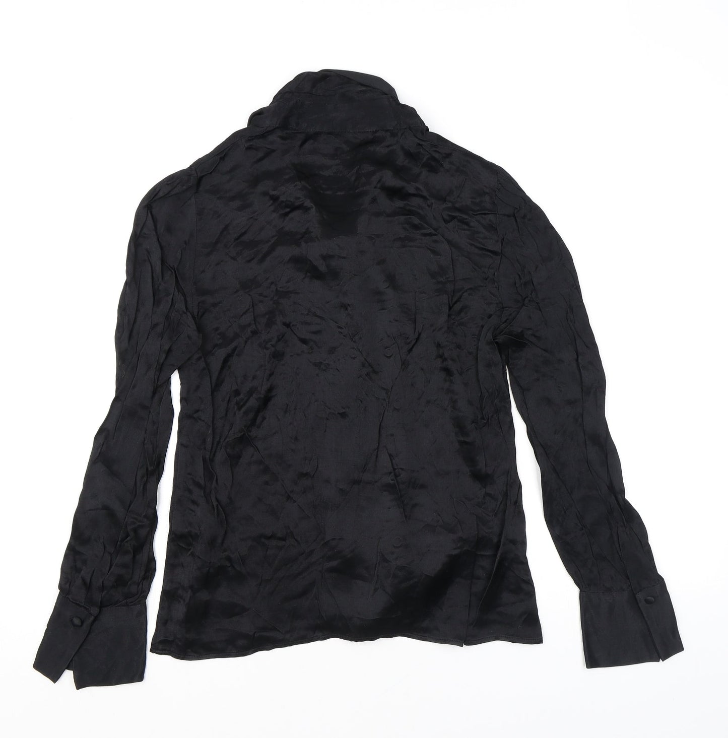 Womens UK Size S Zara Black Basic Button-Up