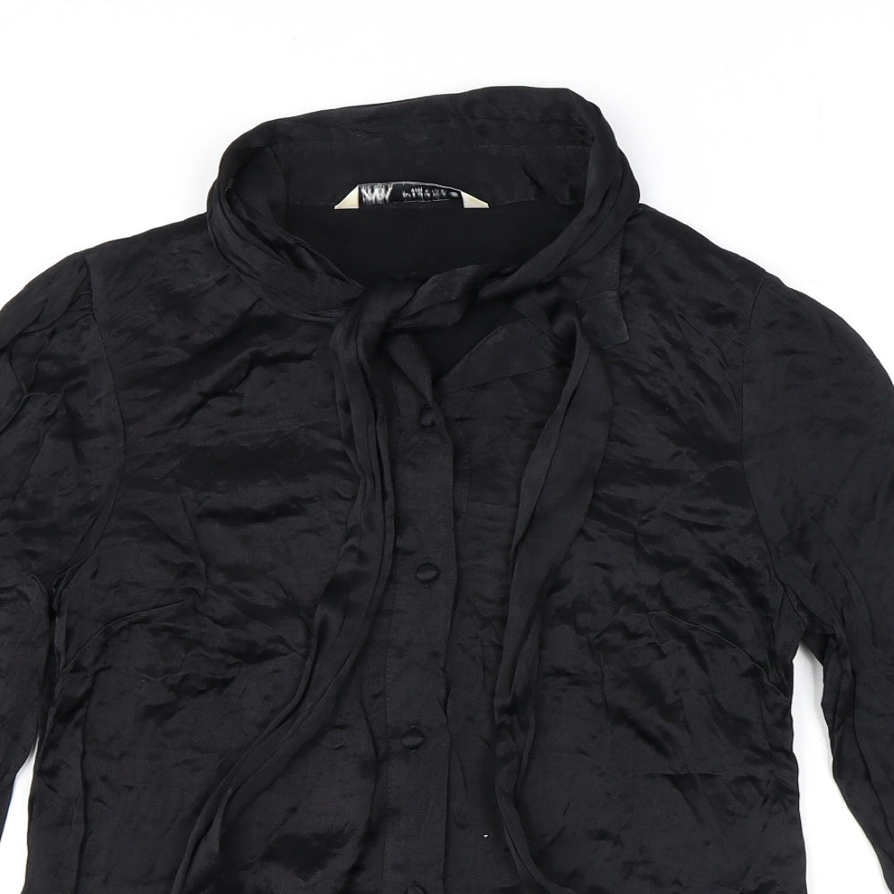 Womens UK Size S Zara Black Basic Button-Up