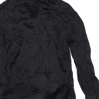 Womens UK Size S Zara Black Basic Button-Up